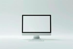 Professional Desktop Computer Mockup with   Tech Background photo