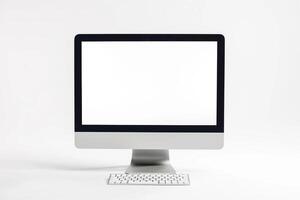 Desktop Computer Mockup with  Tech Background photo