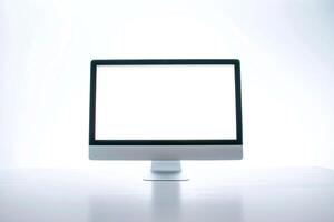 Desktop Computer Mockup with Stylish High Tech Background photo