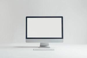 Desktop Computer Mockup with  High Tech  Background photo