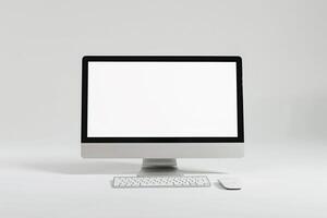 Stylish Desktop Computer Mockup with High Tech  Background photo