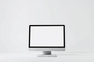 Professional Desktop Computer Mockup with High Tech  Background photo
