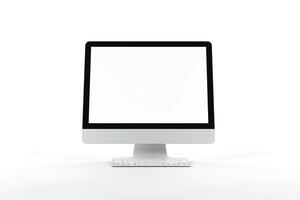 Desktop Computer Mockup with High Tech Stylish Background photo