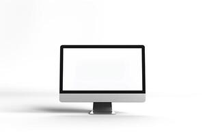 Desktop Computer Mockup with  High Tech Background photo