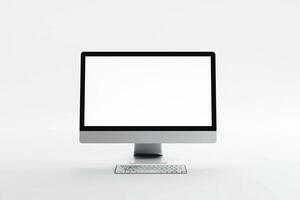 Professional Desktop Computer Mockup with High Tech Stylish Background photo