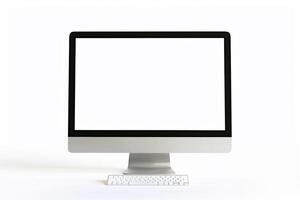 Desktop Computer Mockup with   Tech Background photo