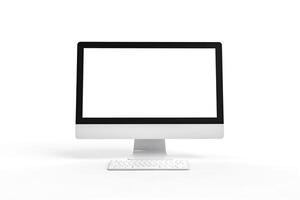 Desktop Computer Mockup with High Tech  Background photo
