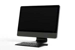 Desktop Computer Mockup with Professional High Tech Background photo