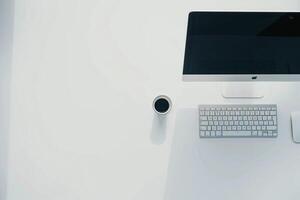 High Tech Desktop Computer Mockup with  Professional Background photo