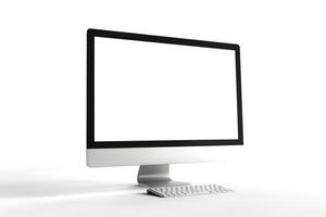 Professional Desktop Computer Mockup with   Tech Background photo