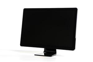 Desktop Computer Mockup with  High Tech Background photo