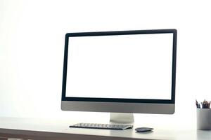 Professional Desktop Computer Mockup with High Tech  Background photo