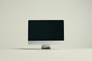 Desktop Computer Mockup with High Tech  Background photo