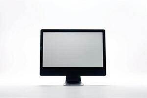 Desktop Computer Mockup with  High Tech Background photo