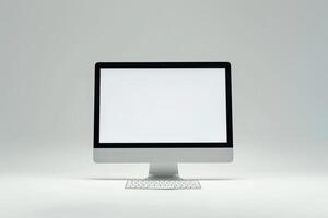 Professional Desktop Computer Mockup with  High Tech Background photo