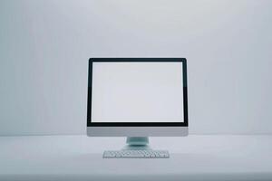Desktop Computer Mockup with Stylish  Tech Background photo