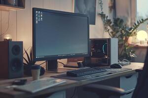 Cozy Desktop Computer Mockup for Professional  Background photo