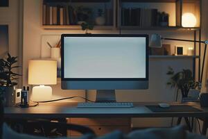 Cozy Desktop Computer Mockup in  Professional  Background photo