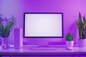 Computer Monitor Mockup Display Background photo
