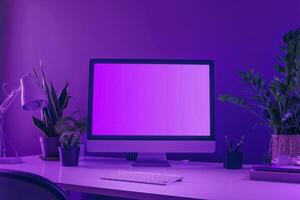 Professional Computer Monitor Mockup Setup Background photo