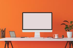Stylish Computer Monitor Mockup Display Background photo