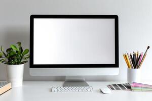 Computer Mockup Background with Stylish Layout photo