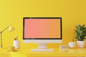 Computer Monitor Mockup Screen with High Tech Features photo