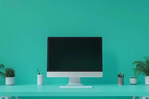 istic Computer Monitor Mockup Screen with  Features photo
