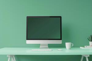 Advanced Computer Monitor Mockup Screen Tech Background photo