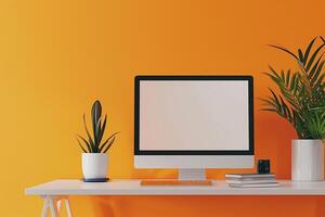 Digital Computer Monitor Mockup Screen with  Background photo