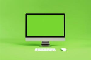 Professional Computer Monitor Mockup Screen with Tech Background photo