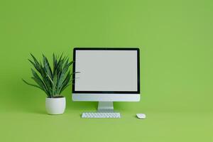 ed Computer Monitor Mockup with High res Screen Background photo