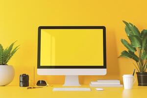 Computer Monitor Mockup Screen Display Background photo