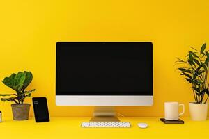 Tech Computer Monitor Mockup with  Screen Background photo