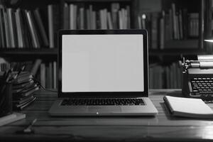 Laptop Mockup displaying a blank document on a  screen Background photo