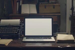 Laptop Mockup displaying a blank document on a  screen Background photo