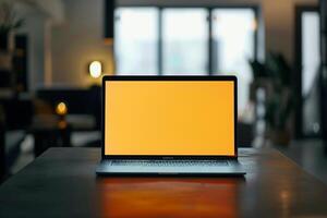 Advanced Laptop Mockup with a istic Background for Digital Interfaces photo
