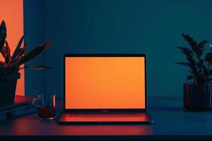 Premium Laptop Mockup with a  Background Perfect for App Displays photo