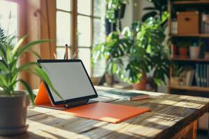 Stylish Tablet Mockup with a  Background for Tech Presentations photo