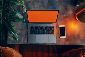 Laptop Mockup with a  Background for Technology Showcases photo