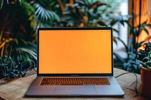 Advanced Laptop Mockup Featuring a  Background for Digital Product Demonstrations photo
