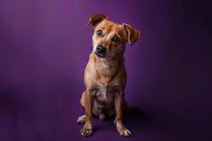 Dog Sitting Gracefully in a Neutral and Sophisticated Background for High End Pet Portraits Background photo