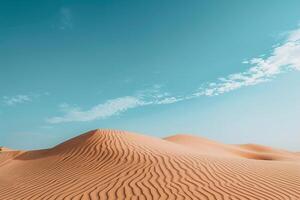 Sand Dunes Under a Blue Desert Sky with Distant Mountains for Scenic graphy Background photo