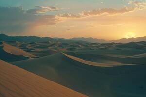 Dramatic Desert Dunes Under a Wide Horizon and  Sky for Scenic Exploration graphy Background photo