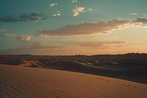Panoramic Desert Dunes Reaching to the Distant Horizon with a  Sky for Nature graphy Background photo