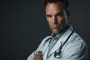 Physician with Serious Expression Background photo