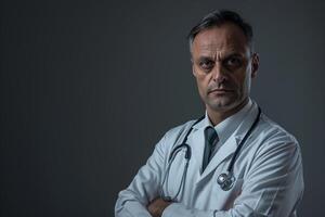 Physician with Serious Expression Background photo