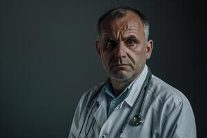 Physician with Serious Expression Background photo