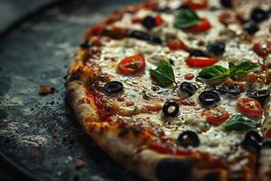Pizza Toppings Food Background with B and Fresh Ingredients photo