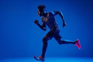 Studio Portrait of Athlete in Action with Intense Dynamic Performance photo
